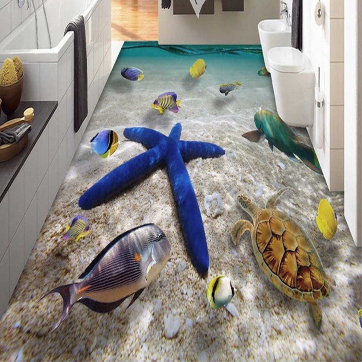 60x90cm waterproof bathroom kitchen wall sticker ocean deep water sea home decor stickers fish decorative decal mural kids room