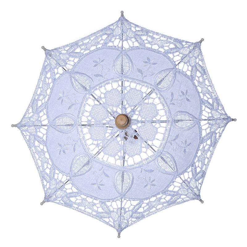 Bridal Umbrellas Wedding Floral Lace Umbrella for Women Romantic White Ivory Embroidery Parasol Umbrella Wedding Supplies D30: White S