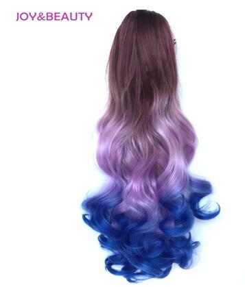 JOY & BEAUTY-coleta de fibra sintética de alta temperatura, coleta ondulada larga, Color ombré, 22 pulgadas, pinza para extensión de cabello