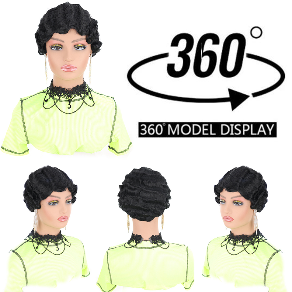 SEEANO – perruque synthétique Afro courte noire 6 pouces pour femmes noires, Blonde rouge violet rose blanc vert, perruque de Cosplay résistante à la chaleur