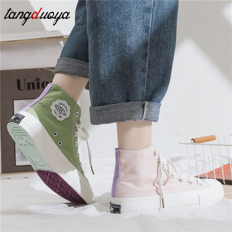 Dames canvas schoenen sneakers hoge veterschoenen dames casual schoenen skateboard schoenen dames
