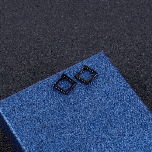 1PC Square Hexagon Triangle Stainless Steel Ear Earrings HipHop Earrings Titanium Tteel Man Earrings Jewelry Accessories: Square Black