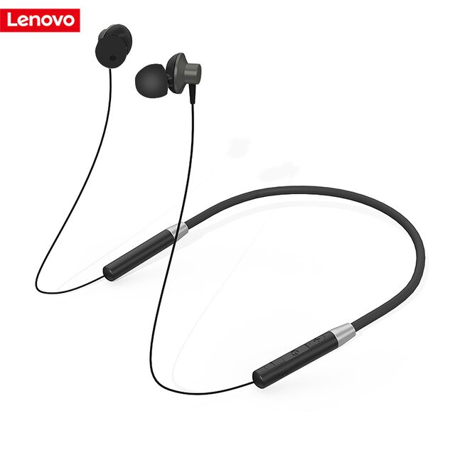 Original Lenovo HE05 Bluetooth 5.0 Neckband Wireless headphones Stereo Sports Magnetic Headphones Sports Running IPX5 Waterproof: HE05 Black