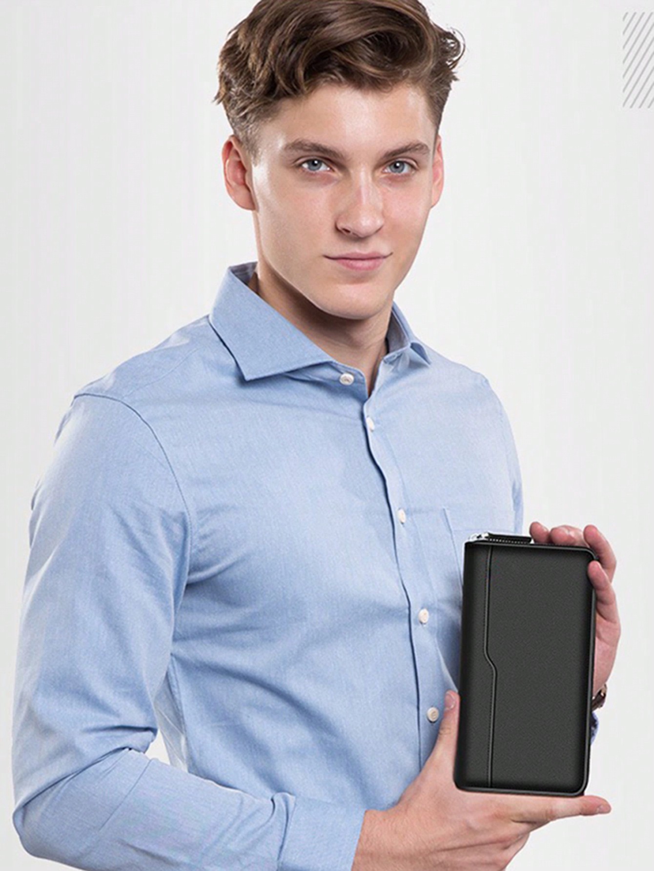 Veldig enkel ensfarget basis lang lommebok forretningslommebok bærbar multikort multifunksjonell mobillommebok