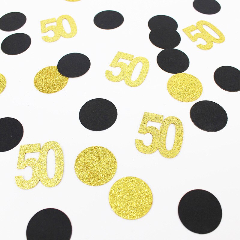 100pcs 16 21st 30 40 50 60th Year Old Paper Confetti Adult Birthday Party Decor Anniversary Birthday Table Scatter Supplies: 50th