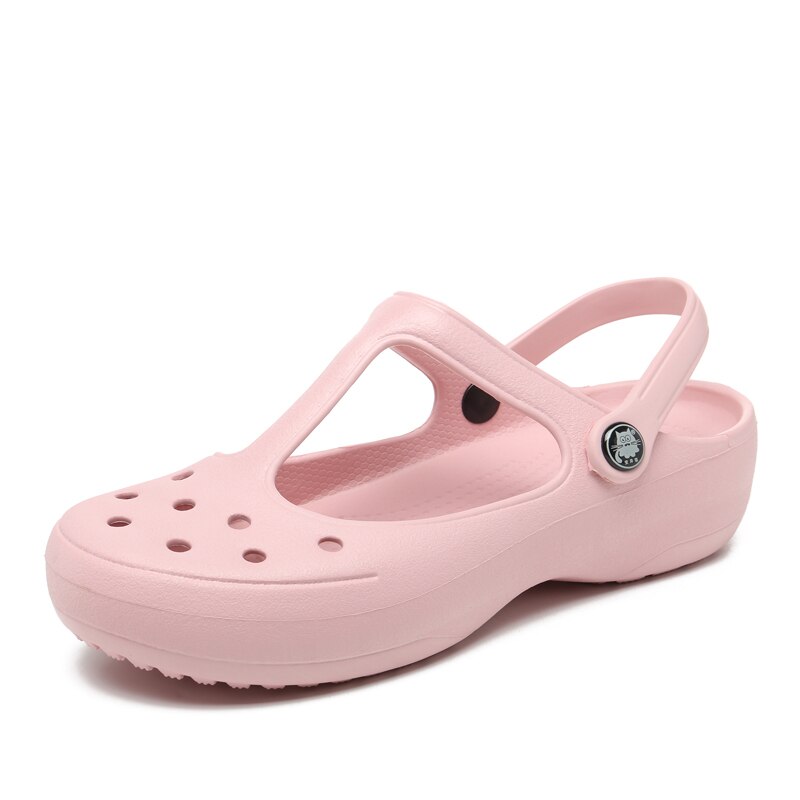 Sommer Frauen Maultiere Clogs Strand Atmungs Mary Janes Süße Hausschuhe frau Sandalen Gelee Schuhe Nette Garten Schuhe Clog Für frau: pink / 6
