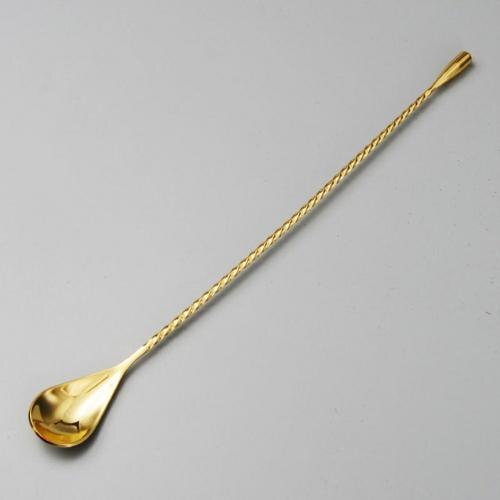 Stainless Steel Spiral Long Handle Mixing Stir Cocktail Spoon Bar Bartender Mixing Stir Fine Thread Bar Spoon Bar Shaker Tool: Rose Gold40cm