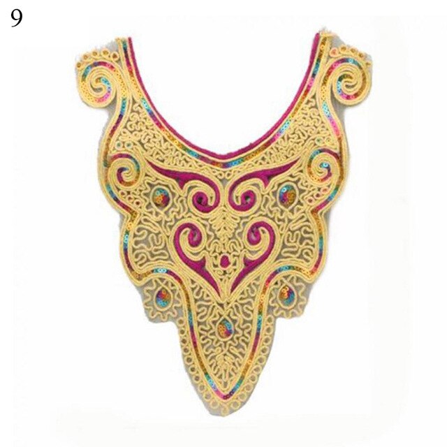 Kobiety dekolt haftowane szyi wykończenia koronki fałszywy kołnierz etniczne z pałąkiem na szyję Collarband szycia na łaty robić naszycia DIY Wykonany ręcznie wykończenia: 9