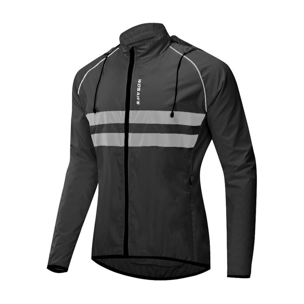 WOSAWE MTB Mountain Road Bike Riding Windbreaker Hooded Windbreaker Reflective Breathable Skin Windbreaker Long Sleeve Jacket
