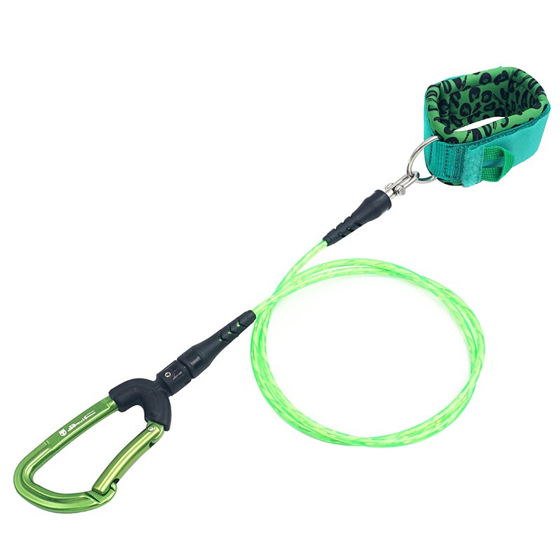 Underwater Freediving Diving Lanyard 316 stainless steel Rope With Carabiner Swivel Snap Loose Safety Cable Security Wristband: TF741 Green