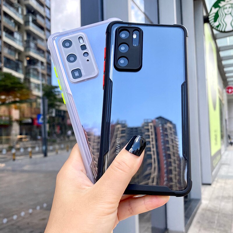 Luksusowe, odporna na wstrząsy rama jasne etui na telefony dla HUAWEI P40 P30 Pro Lite obiektyw pełna ochronna przezroczysta pokrywa dla Huawei P 40 P30