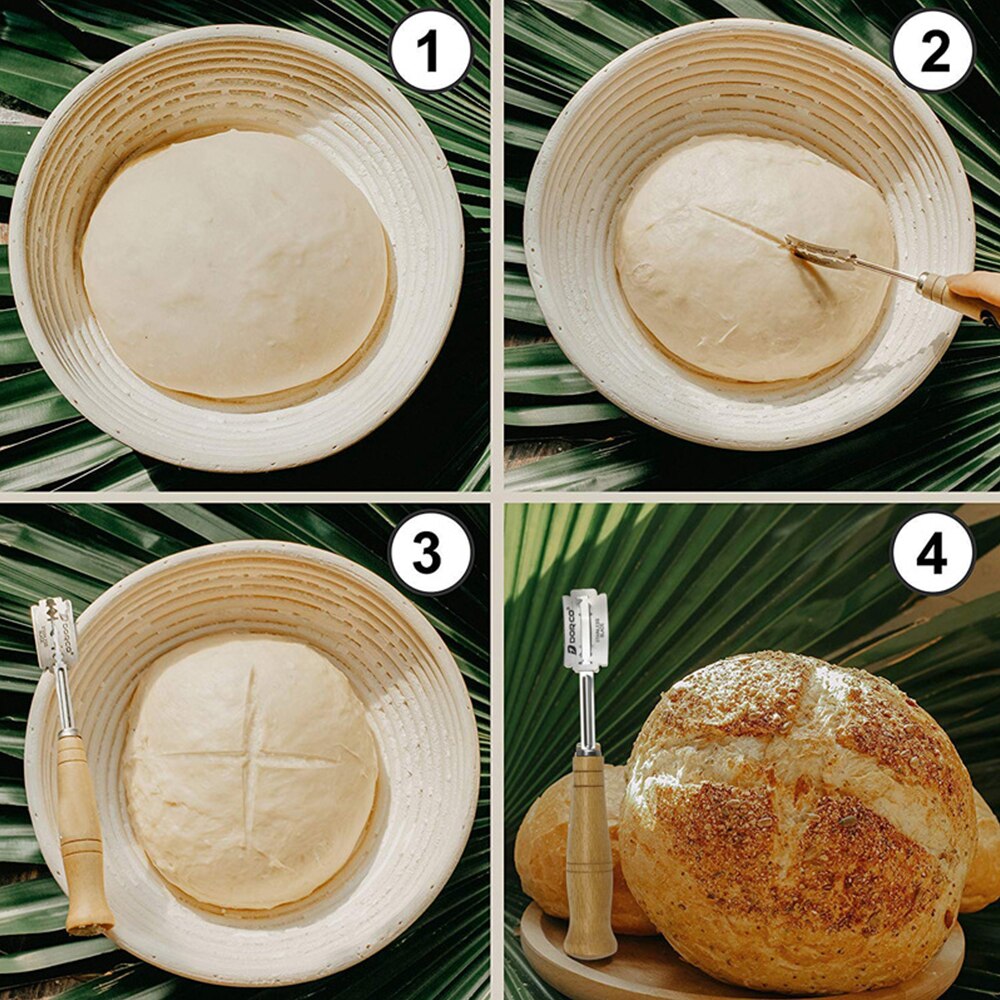Trähandtag french toas fräsar specialbröd bågbågskniv 5 st utbytesblad western baguette skärande bagelskärare