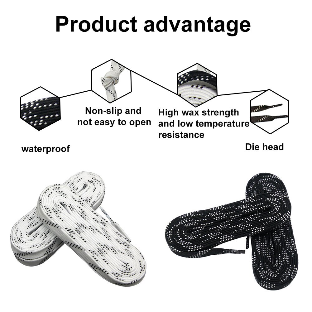 1 Pair 96/108/120 Inch Dual Layer Braid Extra Reinforced Tips Waxed Waterproof Shoe Laces for Ice Hockey Roller Skates