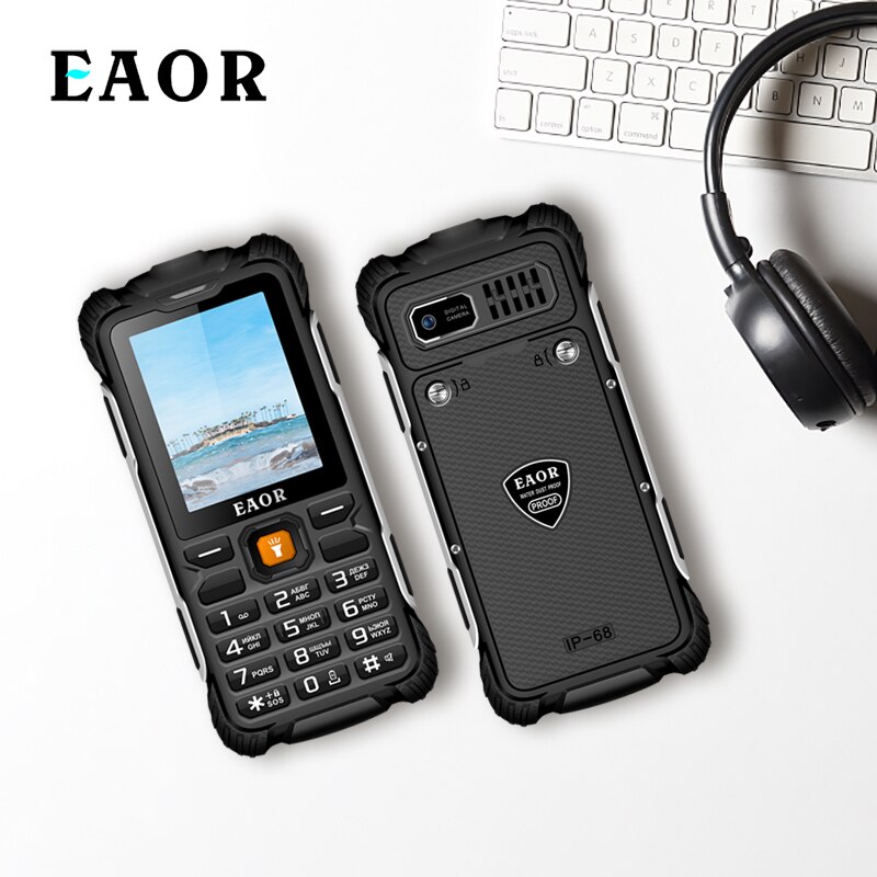 EAOR-teléfono móvil resistente con teclado a prueba de agua/polvo, celular resistente con botón y linterna, batería externa, 3000mAh, Tarjeta SIM Dual, IP68