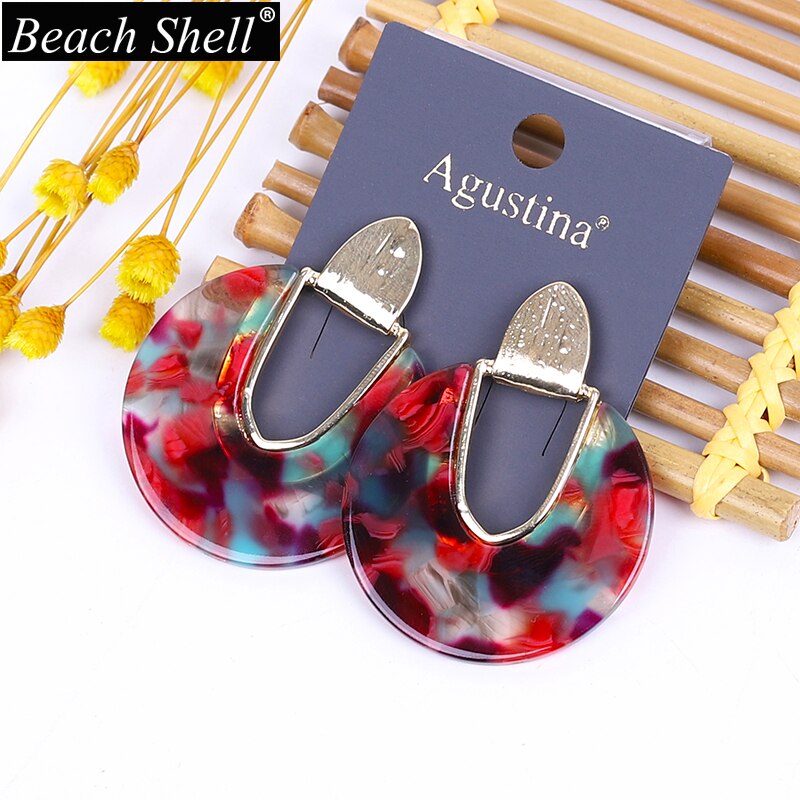 Acetate earrings acrylic bohemian resin jewelry statement geometric women korean dangle trendy summer gold cc