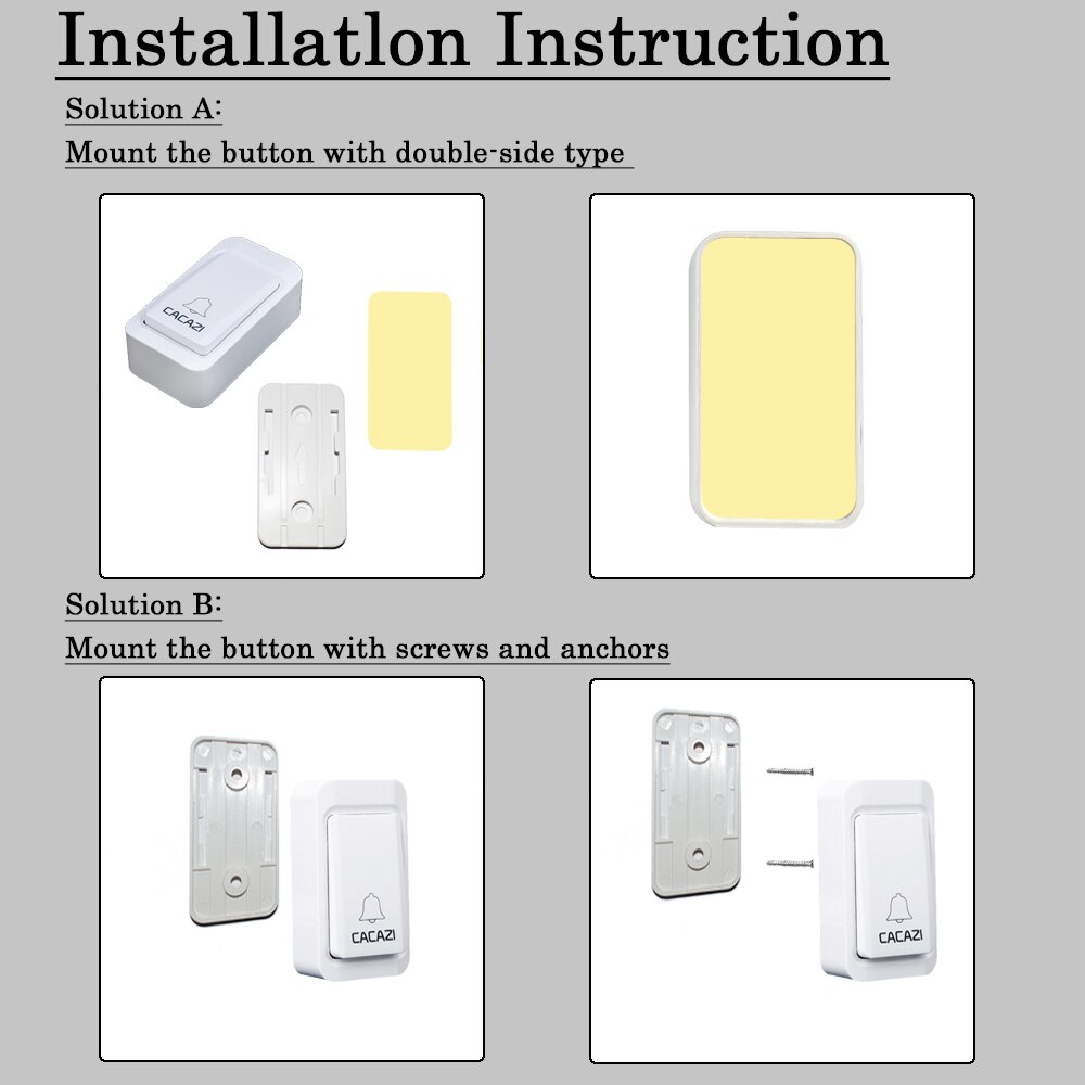 Cacazi älykäs langaton ovikello itsetoiminen ei akkua vesitiivis painike us eu uk pistoke vastaanottimet kotiin soittokello 38 kelloa