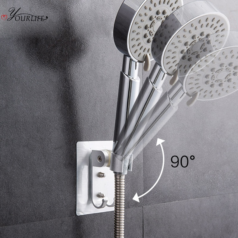 Oyourlife 90 ° justerbart brusehoved holder stærkt vægmonteret håndbruser holder brusebeslag tilbehør til badeværelset