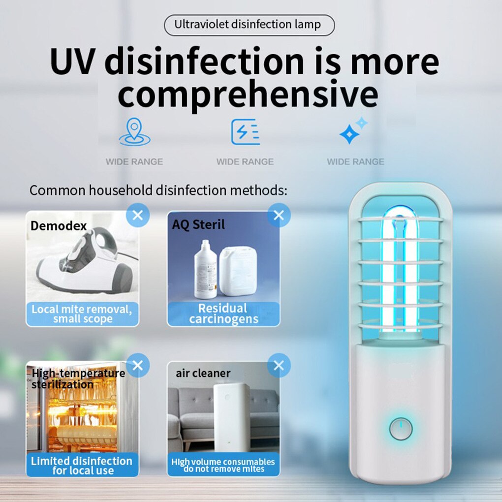 Portable Indoor 360 Degree UV Lamp Household Wardrobe Shoe Cabinet Bathroom UV Lamp Clean Light High Effecient UV Lamp