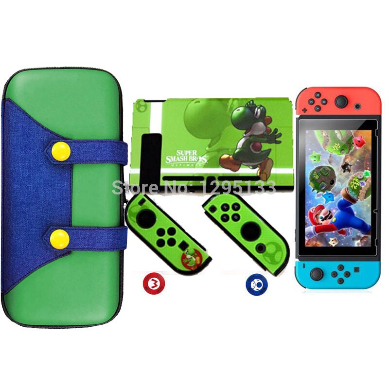 Bolsa de almacenamiento para Nintendo Switch Console protector de pantalla de vidrio templado para Nintendoswitch Joystick Grip Caps para Nitendo Joy-Con