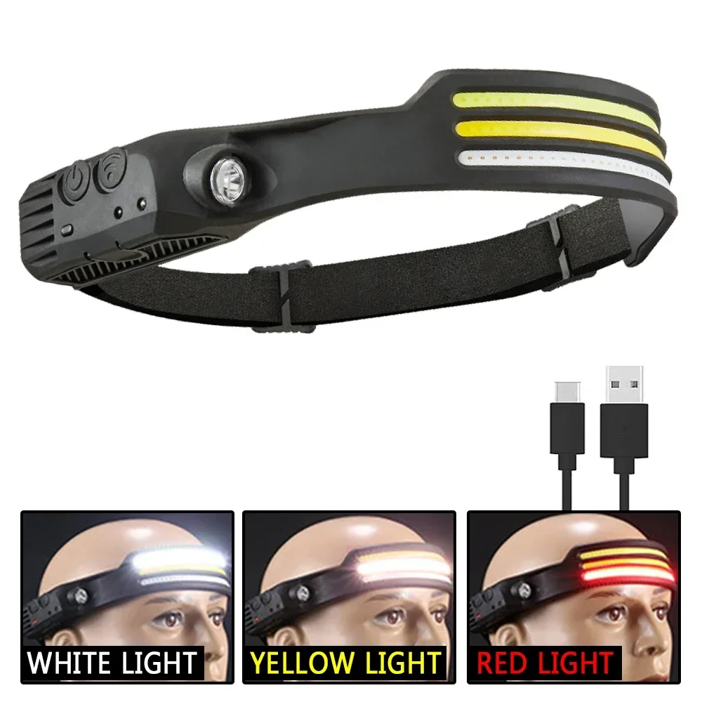 1-10Stck Induktion Scheinwerfer Kolben Scheinwerfer Eingebaute Batterie Taschenlampe USB Aufladbare Kopf Taschenlampe 5 Beleuchtung Modi Scheinwerfer