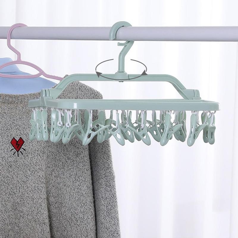 Opvouwbaar Multi Clip Hanger Plastic Huishoudelijke Winddicht Clip Sokken Ondergoed Multi-Poort Ondersteuning Hangers Voor Kleding Thuis