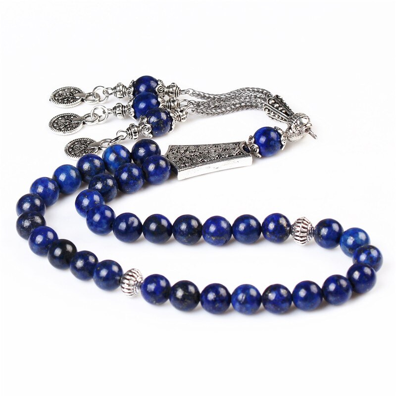 Losheren lapis lazuli stenen kralen 33 islamitische rozenkrans moslim tasbih allah kralen man armband ramadan 8mm tesbih