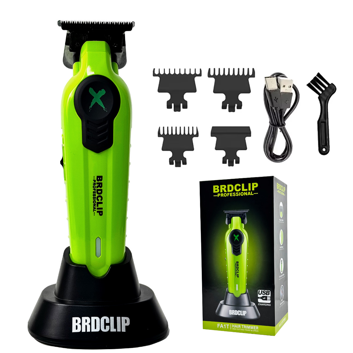 BRDCLIP FA1C NEUE 7500RPM Barber Professionelle Haarschneidemaschine Hochgeschwindigkeitsmotor 2500mAh Elektrische Trimmer DLC Klinge mit Basis: Blau / UK Stecker