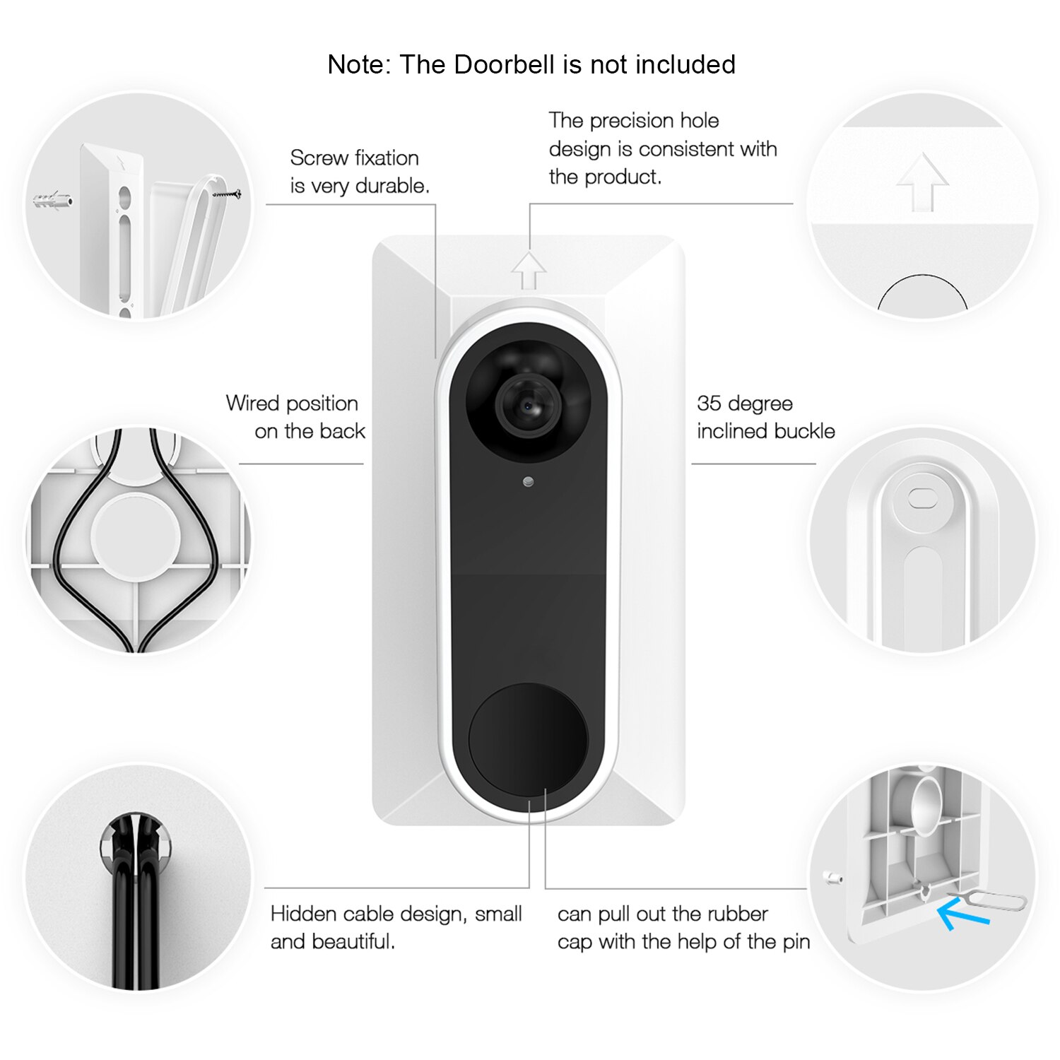 Muur Plaat Voor Arlo Video Deurbel, Compatibel Met Arlo Video Deurbel Plastic Materiaal Aanpassing Montage Muur Plaat Wedge