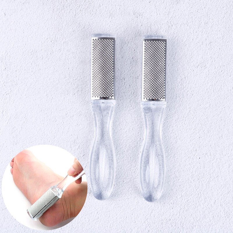 Hard Dead Skin Remove Plastic + Stainless Steel Transparent Foot Rasp File Scrubber Grater Callus Pedicure Tool Exfoliating Tool