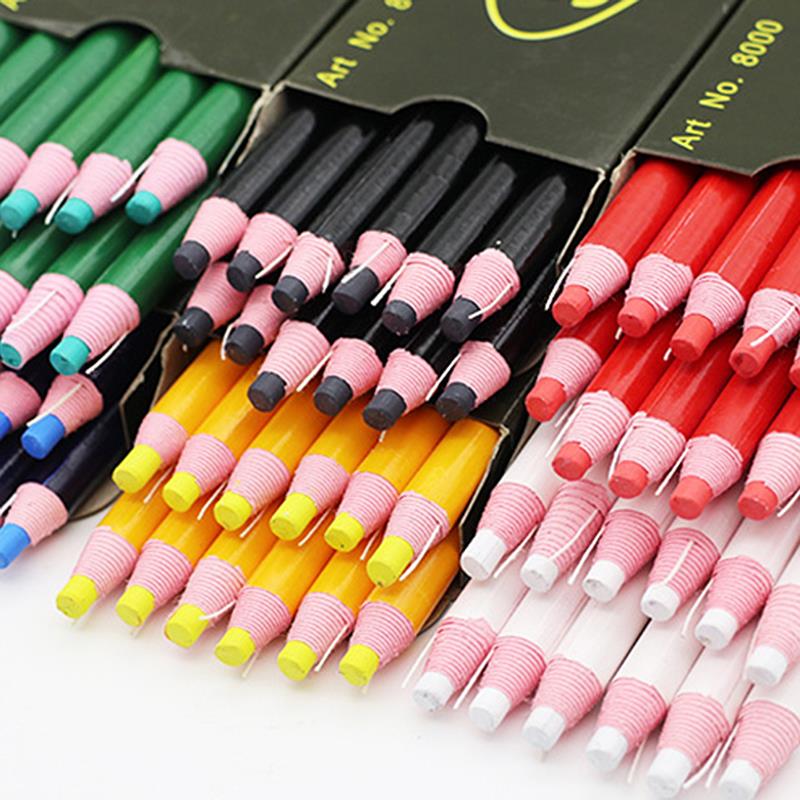 12pçs lápis de giz colorido para costura, lápis de giz sem cortes, caneta marcadora de tecido para retalhos, ferramenta de roupas diy, acessório de vestuário