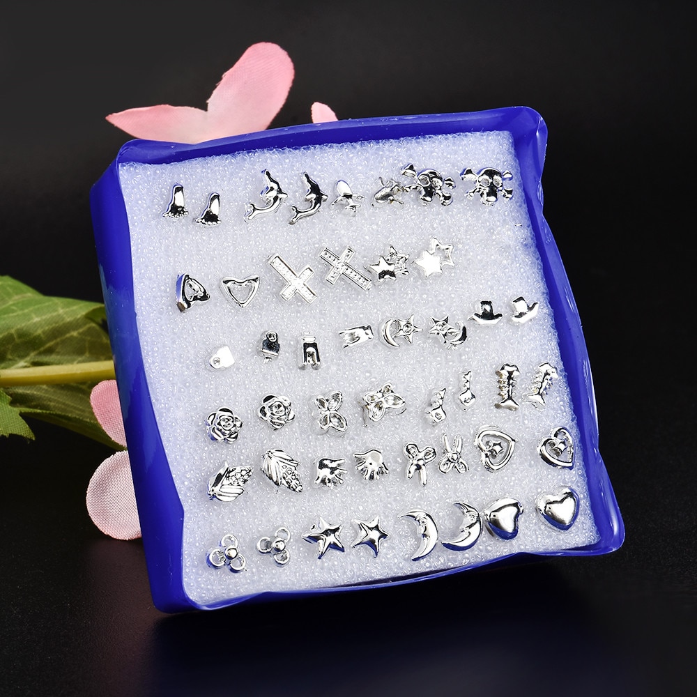 2022 Mode 24 Paar/set Unisex Mix Stijlen Stud Oorbellen Vrouwen Mannen Plastic Plated Stud Oorbellen Sieraden