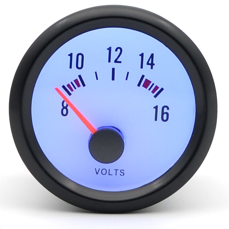 Boost / vand temp / olietemp / olie presse / spænding / omdrejningstæller omdrejningstal gauge 2 '' 52mm analog led sort sag med blå led: Volt