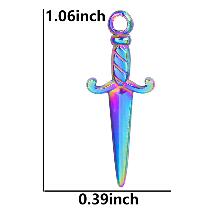 Mini dijes de espada, cuchillo gótico, suministros para fabricación de joyas, colgante de acero inoxidable, accesorios para collares DIY, 5 uds.: orange