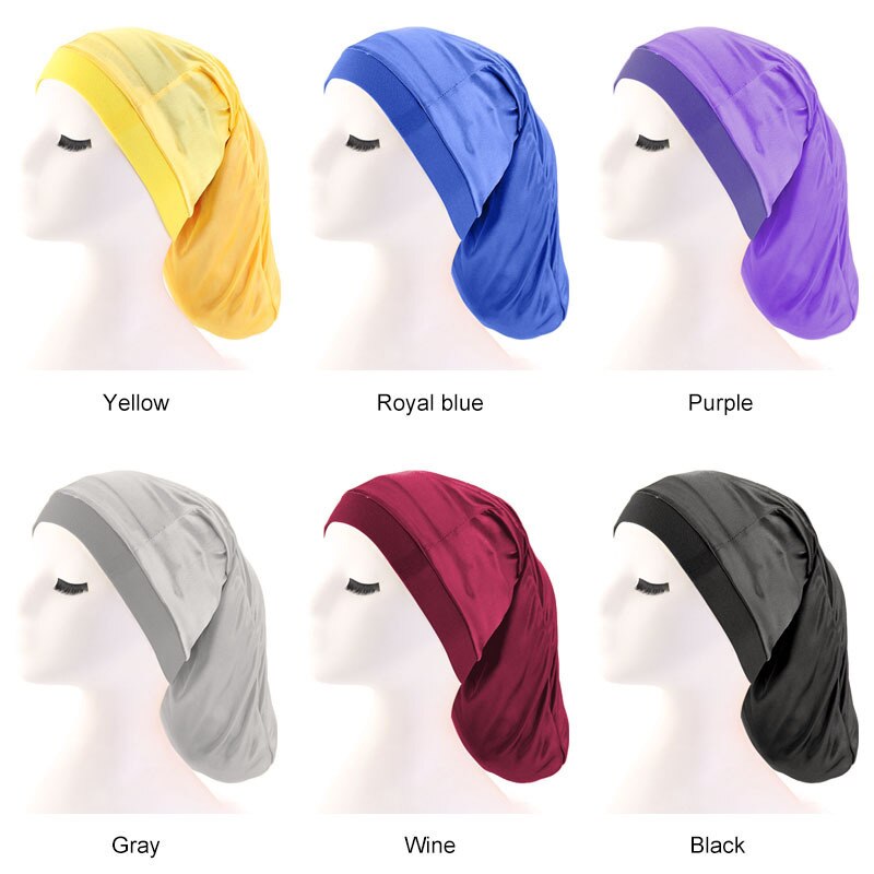 Haarkappen brede elastische band satijnen zakmuts zijdezachte dreadlock vlechten baggy muts mannen vrouwen lange cilinder slaapmutsen