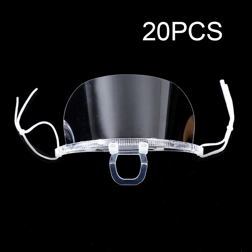 20 stk gennemsigtige masker permanent anti spyt tåge catering mad hotel plastik køkken restaurant masker kokkens special: 603 type 20 stk