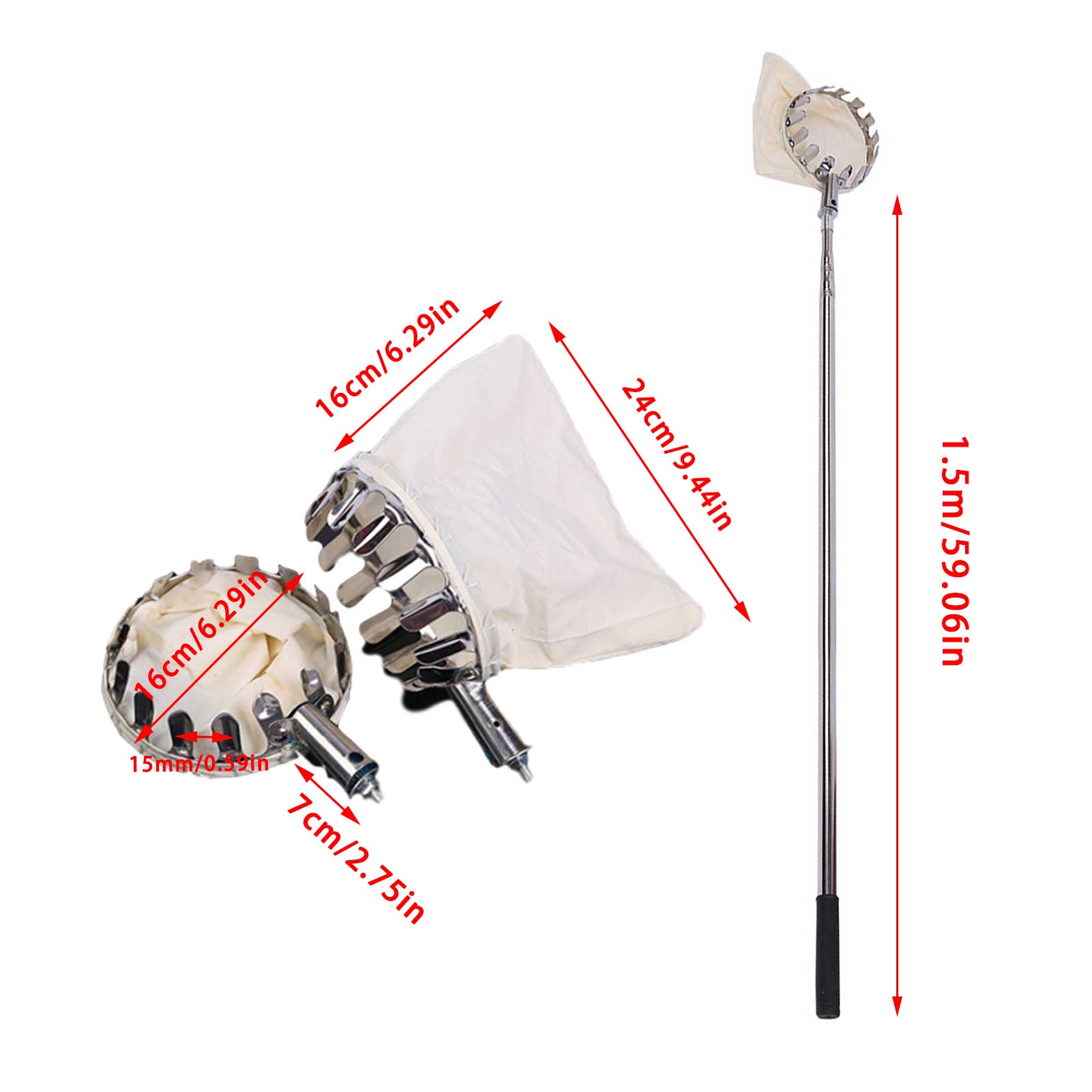 Asta telescopica per raccoglitrice di frutta con borsa telescopica per raccolta di frutta strumento per la raccolta di melone da giardino