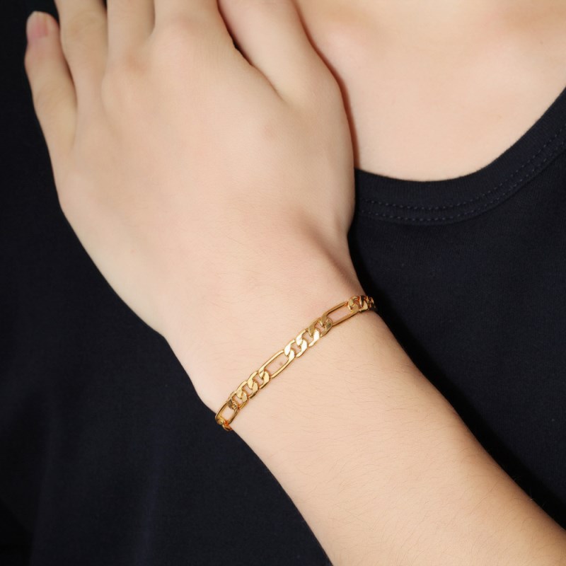 ! brazalete de acero inoxidable 316L con cadena de oro para mujer de Feijiaro