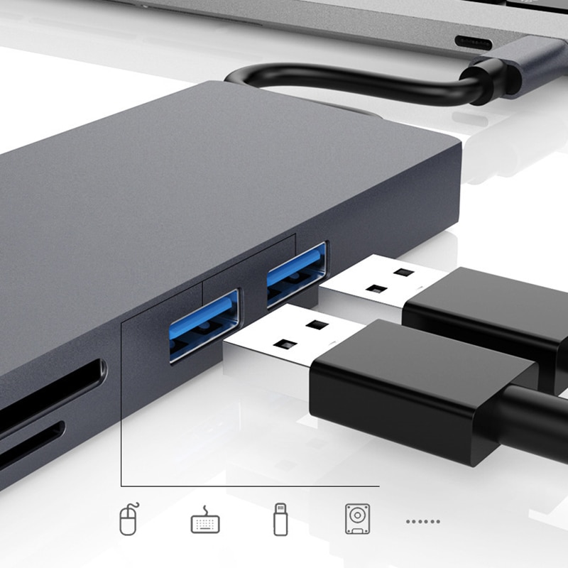Dock 3,0 USB Hub Typ C zu HDMI 4K VGA PD RJ45 Gigabit LAN SD/TF Karte HDMI hub Adapter Station für Macbook Pro Samsung
