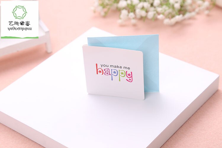168pcs/lot cute small birthday cards,kids small happy birthday greeting cards with envelopes