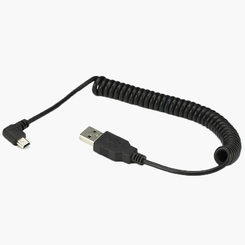 90 Graden Usb Mini Usb Kabel Haaks Usb A Male Naar Mini Usb Haaks Mannelijke Lente Intrekbare Kabel sync Data Cabo 1M: Mini usb end angled