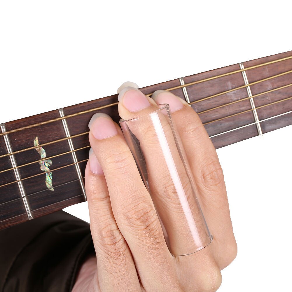 Gjennomsiktig glass gitar bass gliderør finger beskyttelseshylse tilbehør gitar plukke tilbehør 60mm lengde