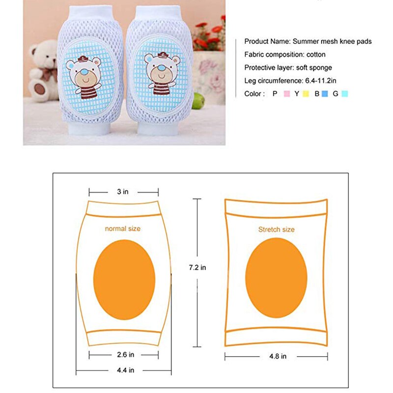 4 pares de rodilleras de gateo antideslizantes para bebé, múltiples cajas de cartón, Protector transpirable ajustable de verano