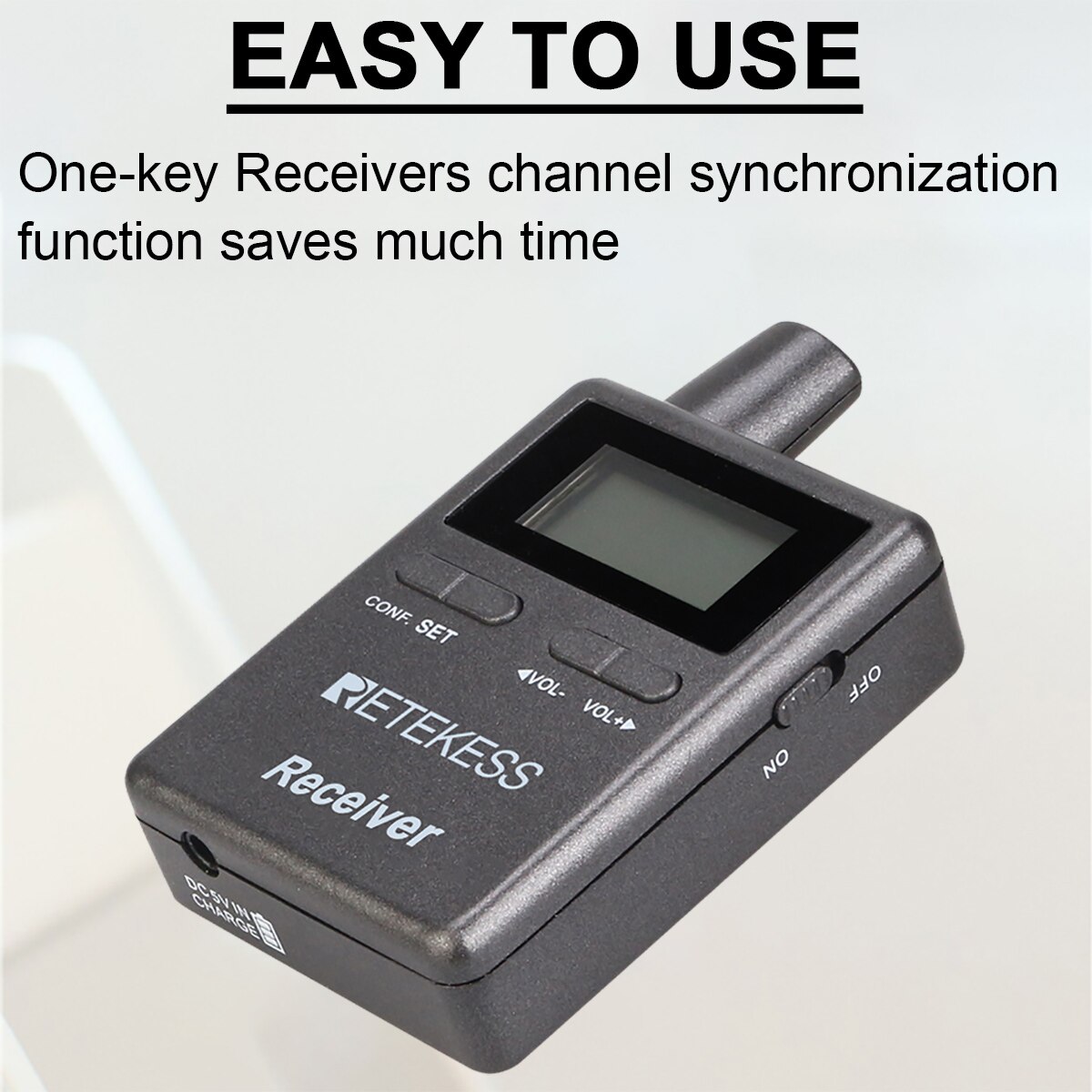 Retekess TT105 2.4GHz Wireless Receiver Tour Guide System Traveling Museum Visit Conference Simultaneous Interpretation