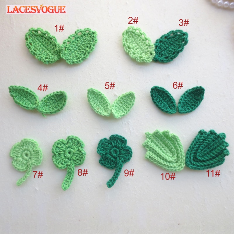 60 Stks/partij Handgemaakte Wollen Garen Haak Gebreide Bladeren Applique Patchwork Diy Handwerken Naaien Accessoires Doek Plakken 380