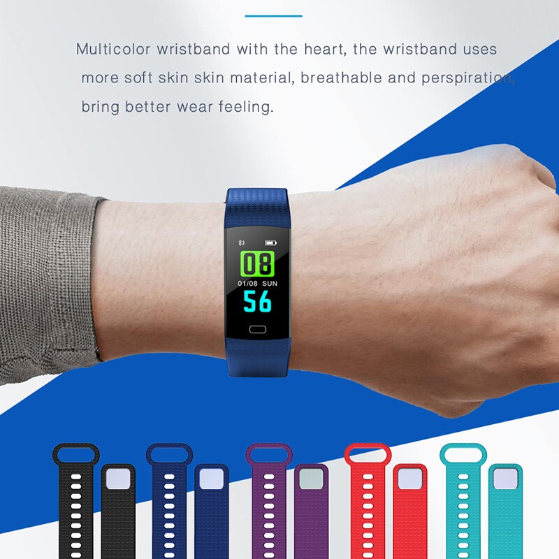Pulseira inteligente à prova dwaterproof água freqüência cardíaca pressão arterial de oxigênio fitness modo esporte saúde monitoramento inteligente relógio