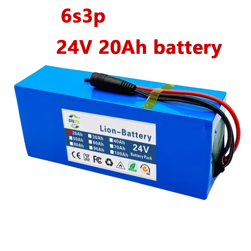6s3p 24V 20Ah 18650 Lithium Batterie 25.2v 20000mAh Lithium-Ion Batterie Pack mit Ladegerät: Grün