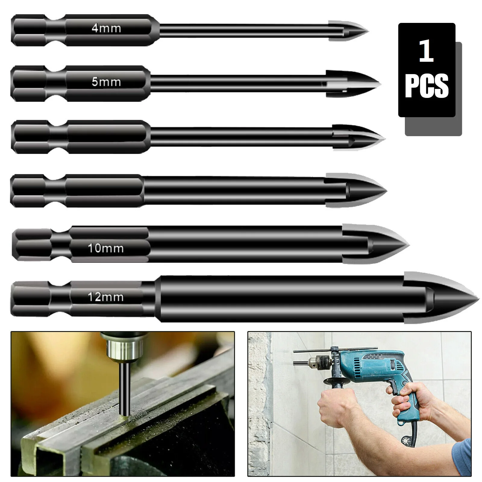 Multifunktionale Dreieck Bohrer Kreuz verhexen Fliesen Bits Glas Keramik Beton See Öffner Harte Legierung Dreieck Bohrer