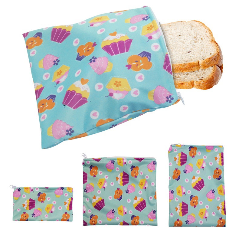 3PCS Reusable Snack Bags Sandwich Bread Food Storage Bags Heating Pastry Tools For Camping Travel Hiking Waterproof Lunch Bag