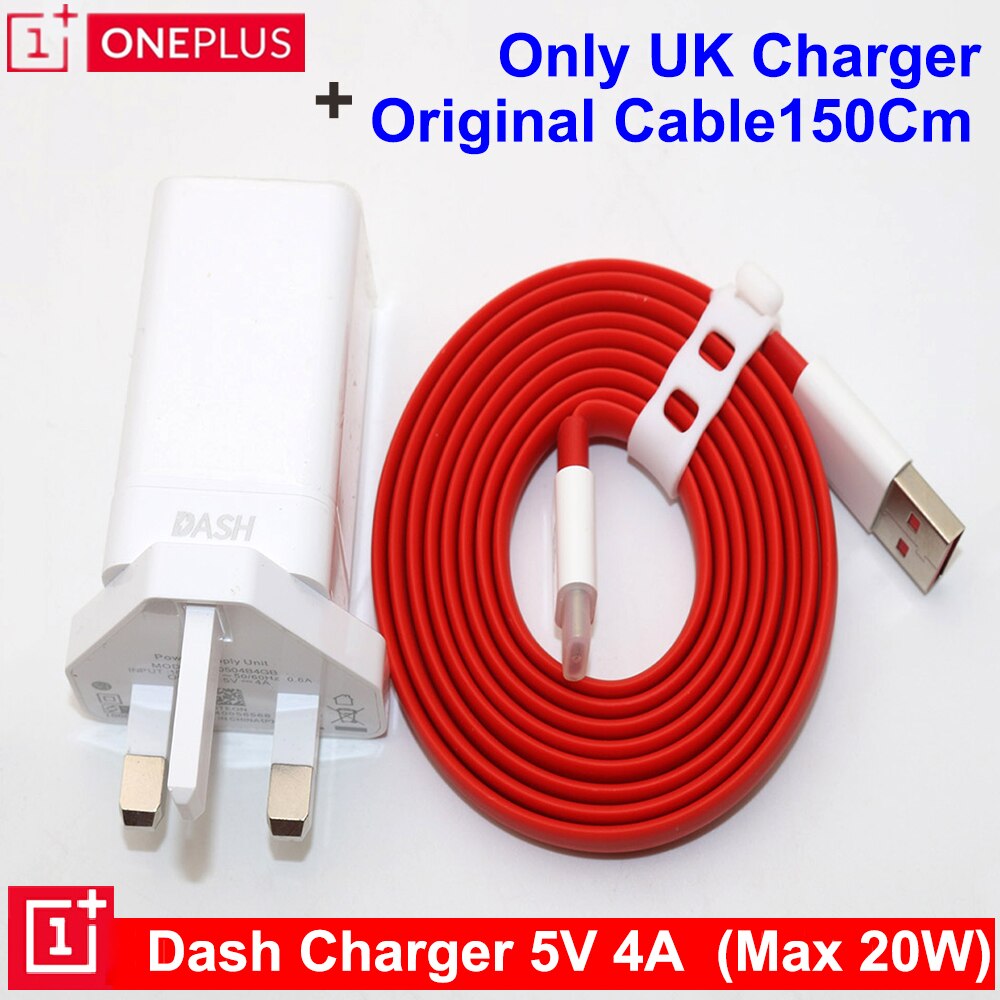 Oneplus-cargador de tablero Oneplus 6T 6 5T 5 3T 3, adaptador de carga rápida USB 3,1, Cable de carga de datos tipo C, 20W, Original: UK Add Cable 1.5M