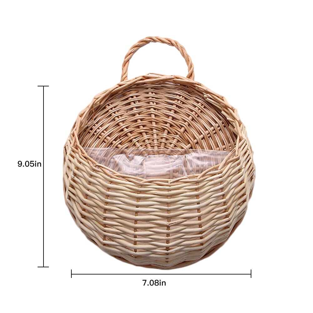 Cesta de mimbre hecha a mano, canasta colgante para plantas de jardín en material ratán para flores o plantas colgantes, ecológica y duradera